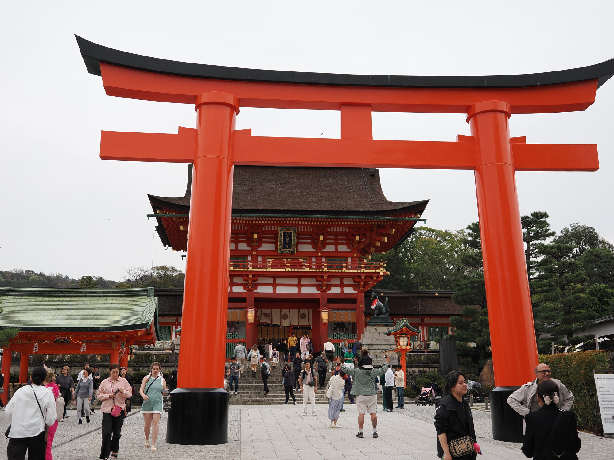 Wielka torii z Rōmonem w tle przy Fushimi Inari