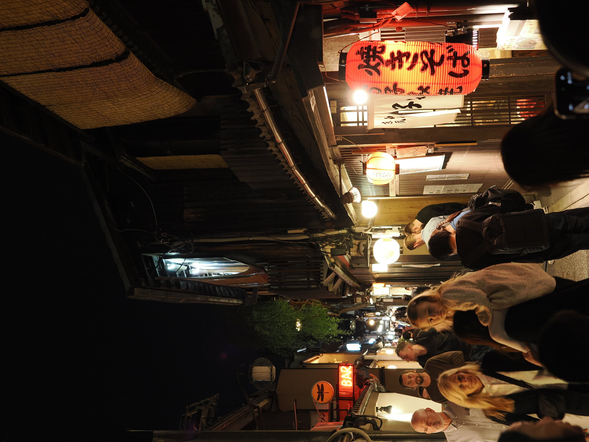 Nocna aleja z kwitnącą sakurą przy rzece Kamo w Kioto